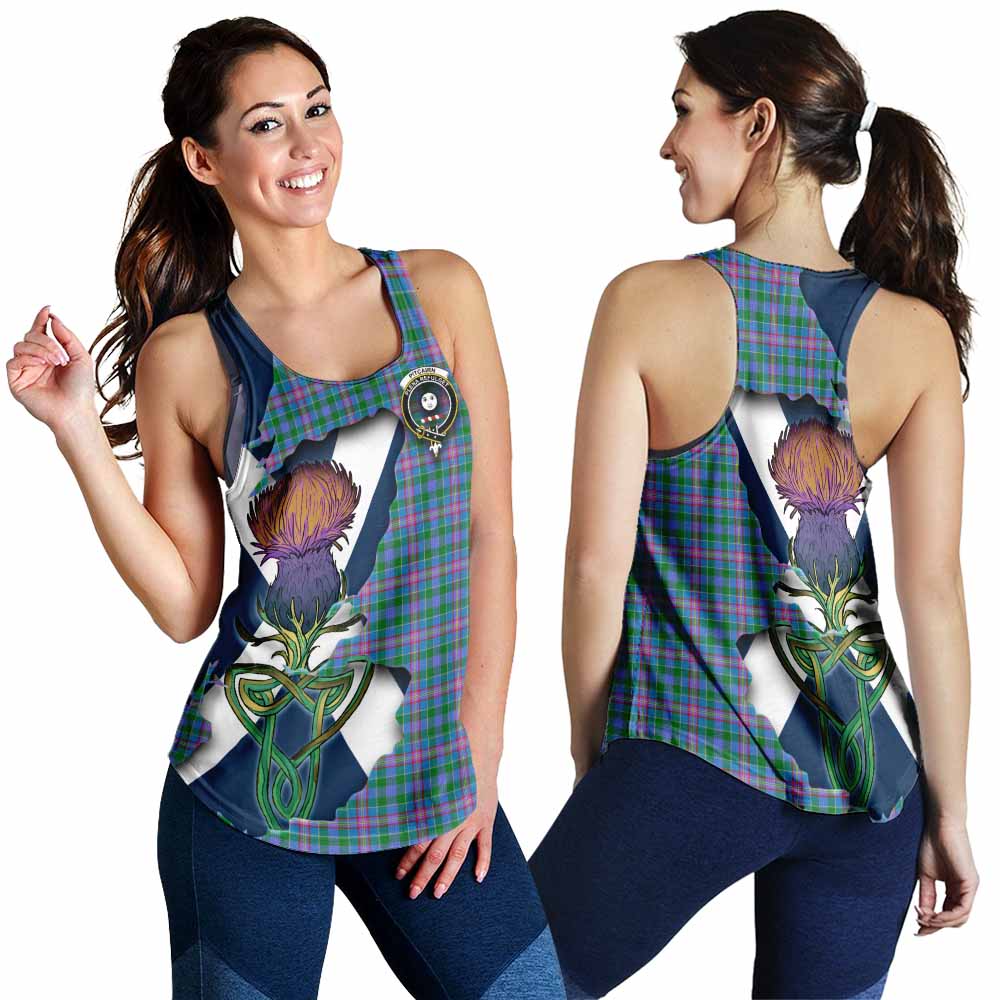 Pitcairn Tartan Family Crest Women's Racerback Tanks Scottish Thistle Celtic Inspired 4XL - Tartan Vibes Clothing