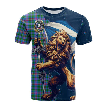 Pitcairn Tartan Family Crest Cotton T-shirt with Scottish Majestic Lion Kid's Shirt - Tartan Vibes Clothing