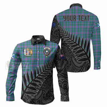 Tartan Vibes Clothing Pitcairn Crest Tartan Long Sleeve Button Shirt with New Zealand Silver Fern Half Style