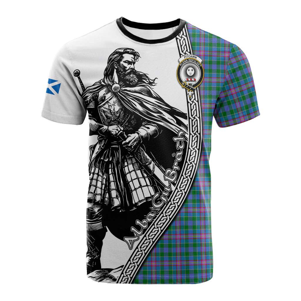 Pitcairn Tartan Clan Crest Cotton T-shirt with Highlander Warrior Celtic Style Kid's Shirt - Tartan Vibes Clothing
