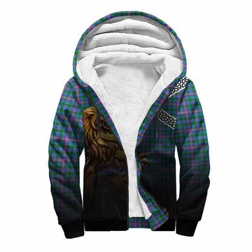 Pitcairn Crest Tartan Sherpa Hoodie with Golden Lion Emblem Celtic Style Unisex S - Tartan Vibes Clothing