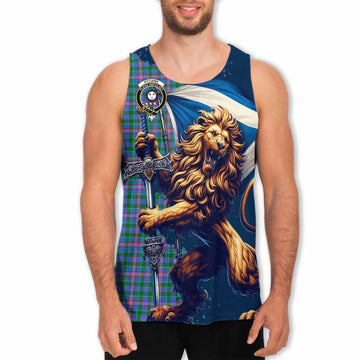 Pitcairn Tartan Family Crest Men's Tank Top with Scottish Majestic Lion Men - Tartan Vibes Clothing