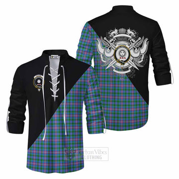 Pitcairn Tartan Ghillie Kilt Shirt with Family Crest and Military Logo Style Men - Tartan Vibes Clothing