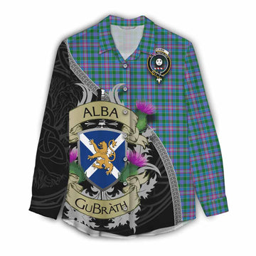 Pitcairn Tartan Family Crest Women's Casual Shirt Lion Rampant Royal Thistle Shield Celtic Inspired Female - Tartan Vibes Clothing