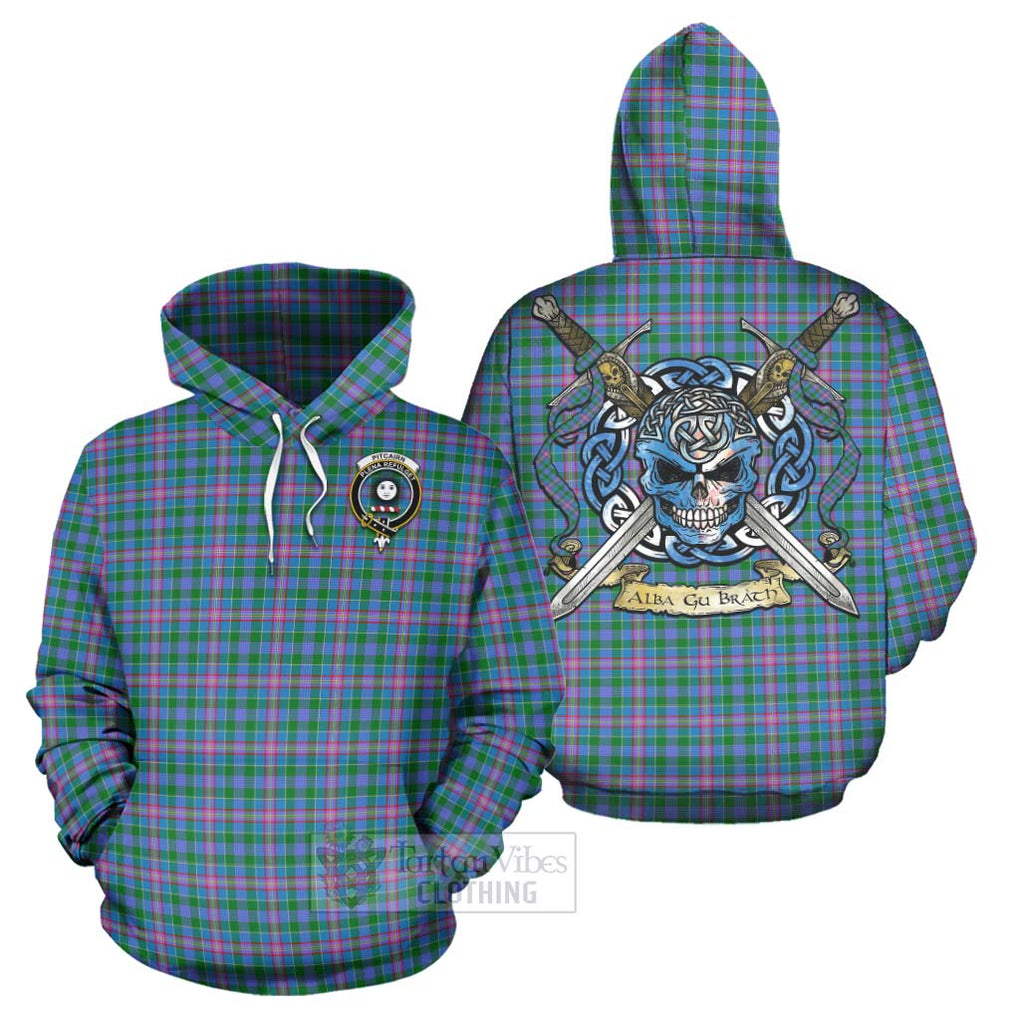Pitcairn Tartan Hoodie with Family Crest Celtic Skull Style Zip Hoodie - Tartan Vibes Clothing