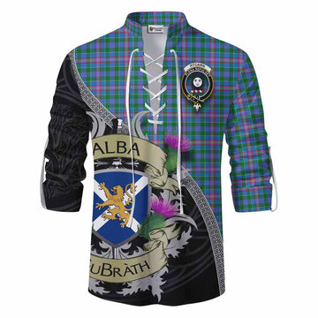 Pitcairn Tartan Family Crest Ghillie Kilt Shirt Lion Rampant Royal Thistle Shield Celtic Inspired Men - Tartan Vibes Clothing