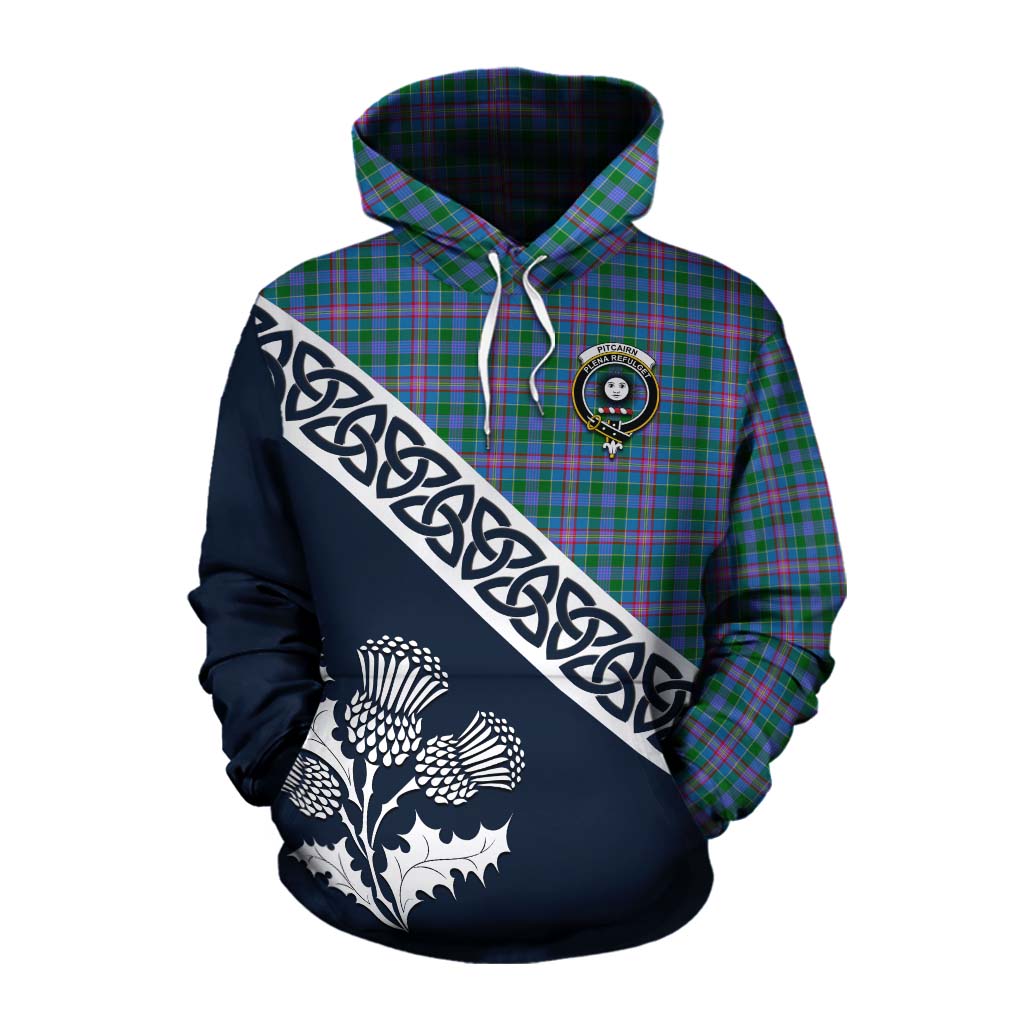 Pitcairn Tartan Cotton Hoodie Featuring Thistle and Scotland Map Pullover Hoodie XS - Tartan Vibes Clothing