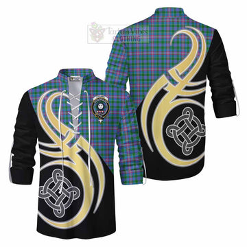 Pitcairn Tartan Ghillie Kilt Shirt with Family Crest and Celtic Symbol Style Men - Tartan Vibes Clothing