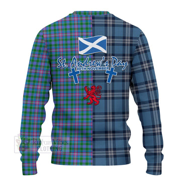 Pitcairn Tartan Knitted Sweater Happy St. Andrew's Day Half Tartan Style - Tartan Vibes Clothing