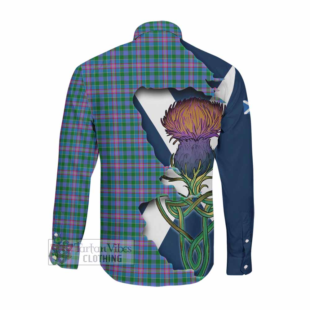 Pitcairn Tartan Family Crest Long Sleeve Button Shirt Scottish Thistle Celtic Inspired Men's Shirt - Tartan Vibes Clothing