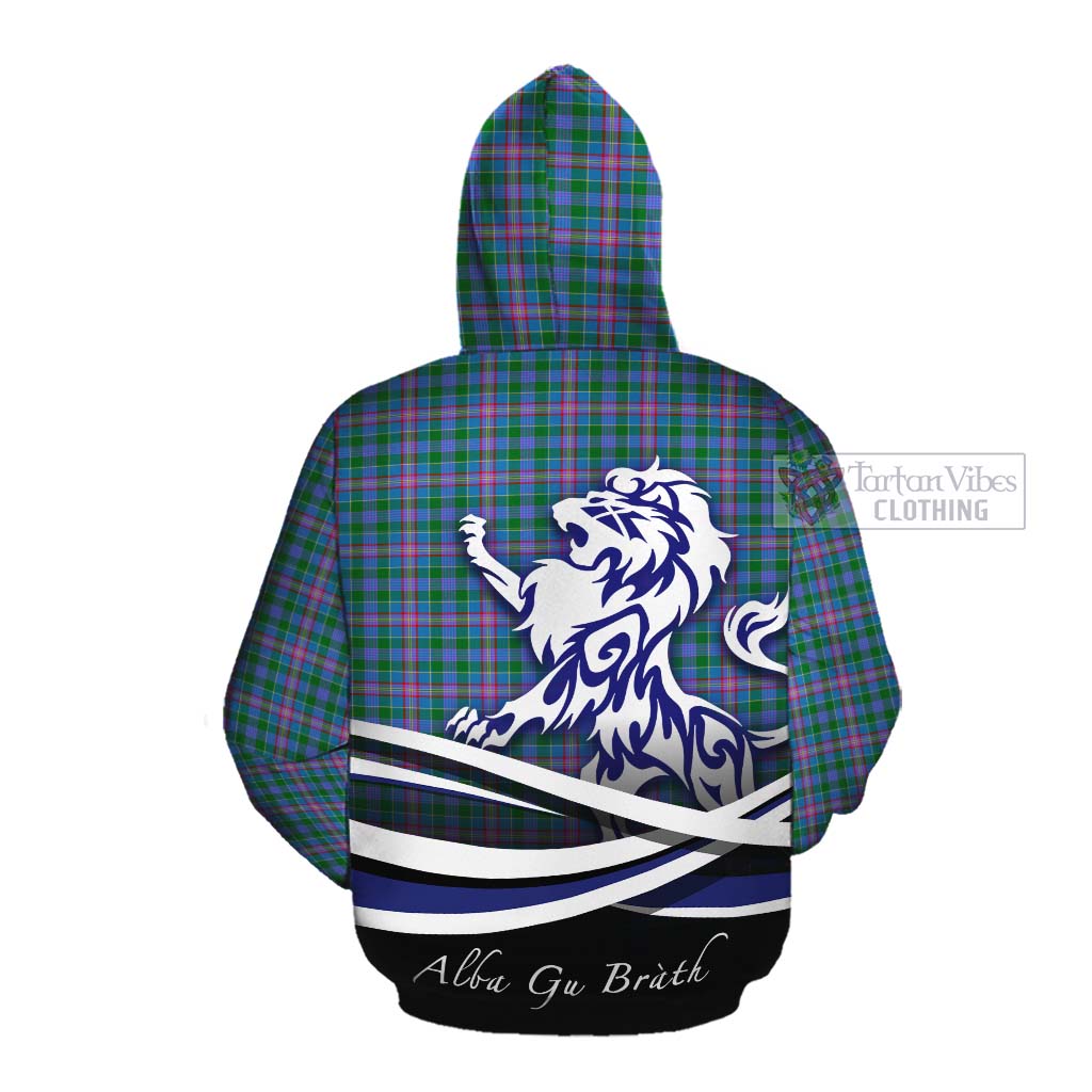 Pitcairn Tartan Cotton Hoodie with Alba Gu Brath Regal Lion Emblem Pullover Hoodie - Tartan Vibes Clothing