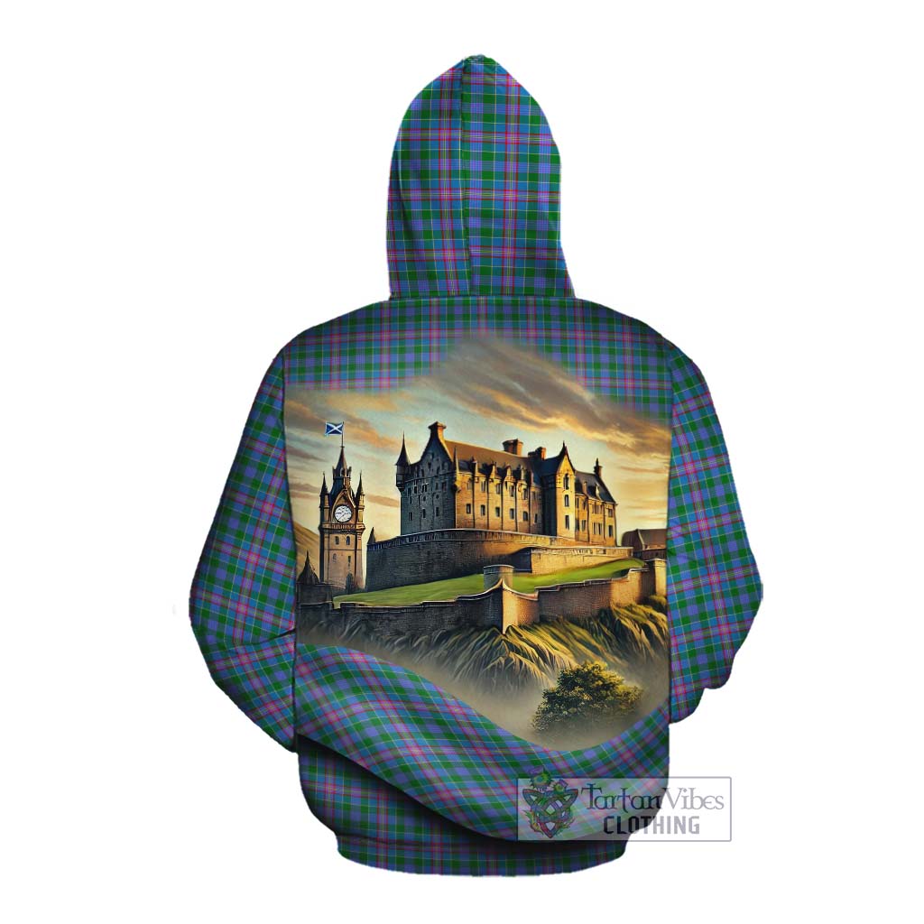 Pitcairn Tartan Family Crest Cotton Hoodie with Scottish Ancient Castle Style Pullover Hoodie - Tartan Vibes Clothing