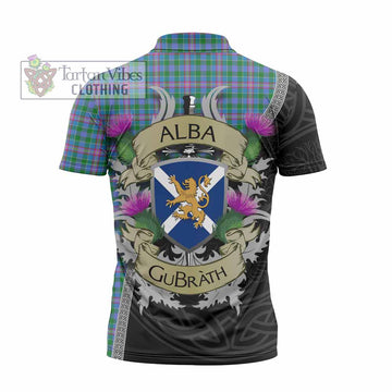 Pitcairn Tartan Family Crest Zipper Polo Shirt Lion Rampant Royal Thistle Shield Celtic Inspired - Tartan Vibes Clothing