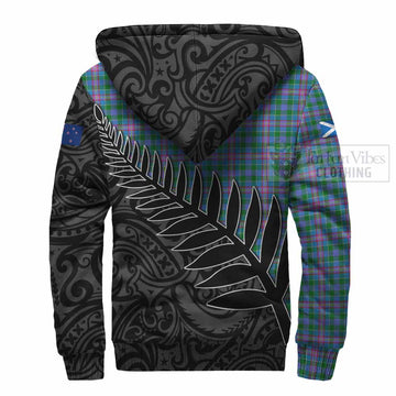 Tartan Vibes Clothing Pitcairn Crest Tartan Sherpa Hoodie with New Zealand Silver Fern Half Style