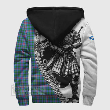 Pitcairn Tartan Clan Crest Sherpa Hoodie with Highlander Warrior Celtic Style - Tartan Vibes Clothing