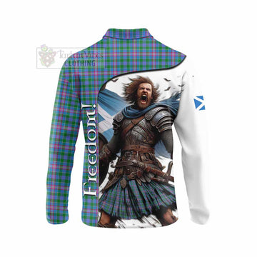 Pitcairn Crest Tartan Long Sleeve Polo Shirt Inspired by the Freedom of Scottish Warrior - Tartan Vibes Clothing
