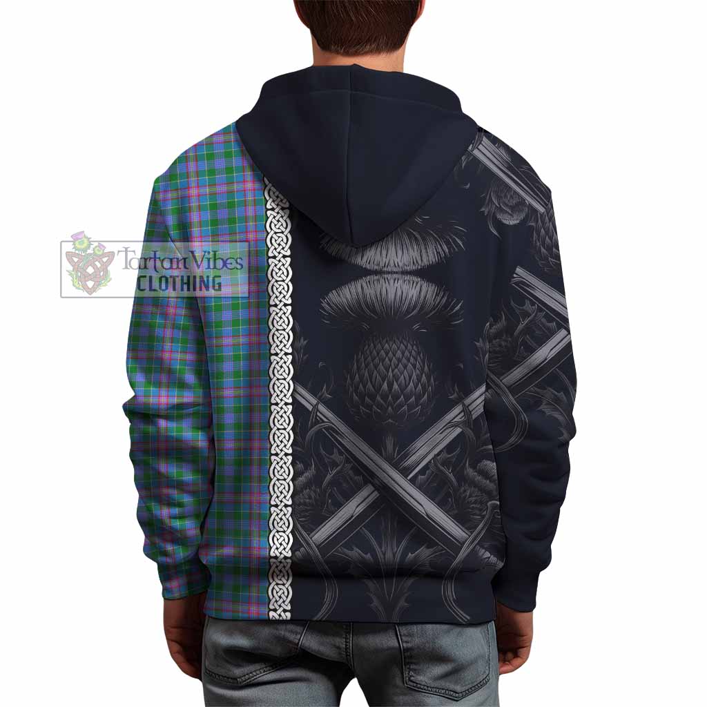 Pitcairn Tartan Hoodie with Family Crest Cross Sword Thistle Celtic Vibes - Tartan Vibes Clothing