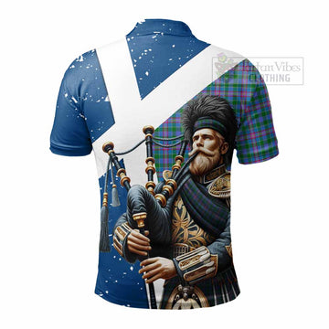 Pitcairn Tartan Polo Shirt with Family Crest Scottish Bagpiper Vibes - Tartan Vibes Clothing