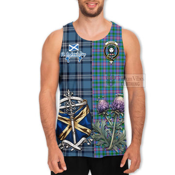 Pitcairn Tartan Men's Tank Top Happy St. Andrew's Day Half Tartan Style - Tartan Vibes Clothing