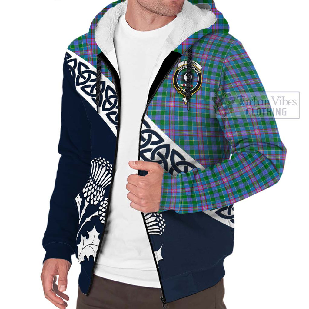 Pitcairn Tartan Sherpa Hoodie Featuring Thistle and Scotland Map - Tartan Vibes Clothing