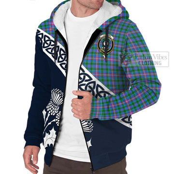Pitcairn Tartan Sherpa Hoodie Featuring Thistle and Scotland Map - Tartan Vibes Clothing