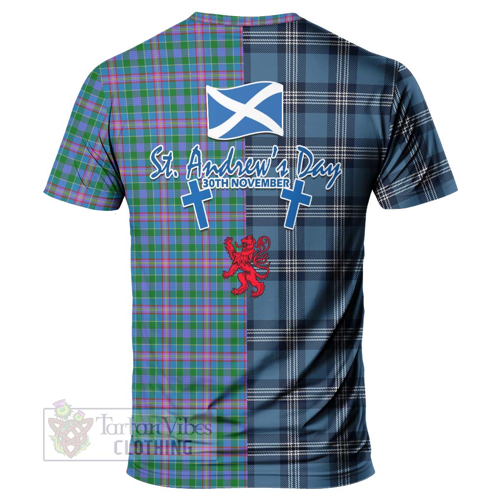 Pitcairn Tartan T-Shirt Happy St. Andrew's Day Half Tartan Style - Tartan Vibes Clothing