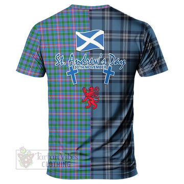 Pitcairn Tartan T-Shirt Happy St. Andrew's Day Half Tartan Style - Tartan Vibes Clothing
