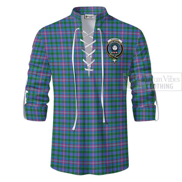 Pitcairn Tartan Ghillie Kilt Shirt with Family Crest Celtic Skull Style - Tartan Vibes Clothing