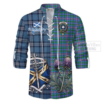 Pitcairn Tartan Ghillie Kilt Shirt Happy St. Andrew's Day Half Tartan Style - Tartan Vibes Clothing