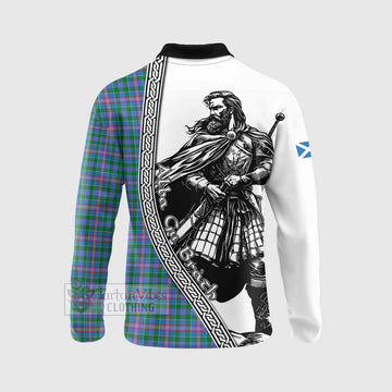 Pitcairn Tartan Clan Crest Long Sleeve Polo Shirt with Highlander Warrior Celtic Style - Tartan Vibes Clothing