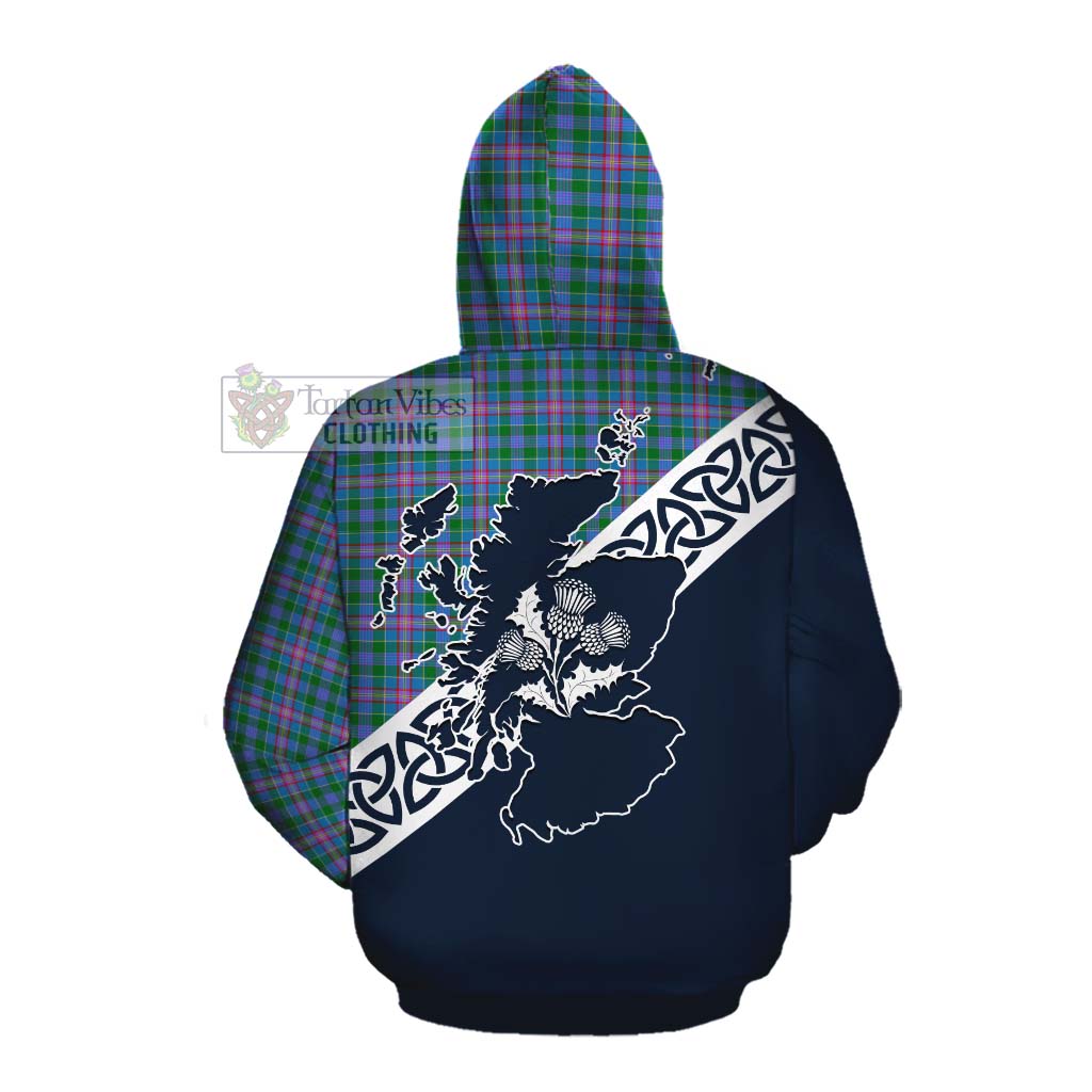 Pitcairn Tartan Cotton Hoodie Featuring Thistle and Scotland Map Pullover Hoodie - Tartan Vibes Clothing