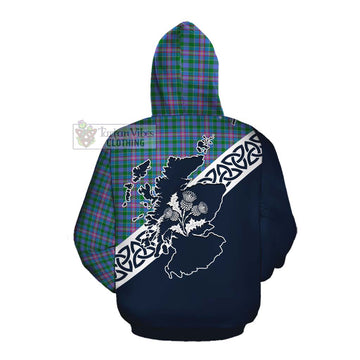 Pitcairn Tartan Cotton Hoodie Featuring Thistle and Scotland Map Pullover Hoodie - Tartan Vibes Clothing