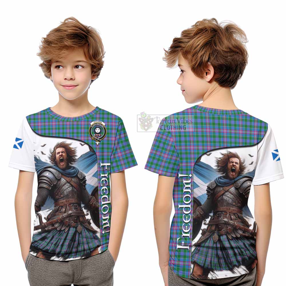 Pitcairn Crest Tartan Kid T-Shirt Inspired by the Freedom of Scottish Warrior - Tartan Vibes Clothing