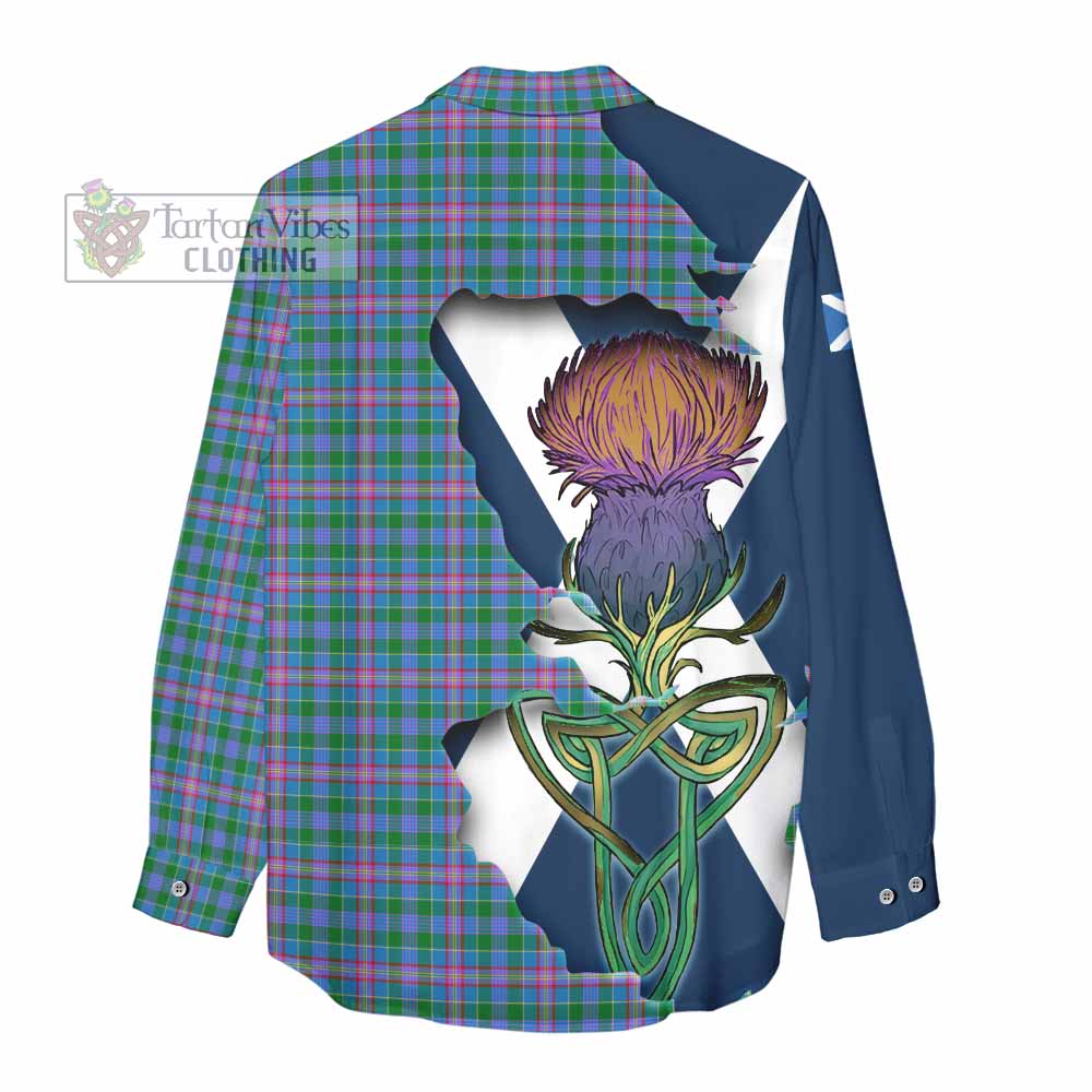 Pitcairn Tartan Family Crest Women's Casual Shirt Scottish Thistle Celtic Inspired - Tartan Vibes Clothing