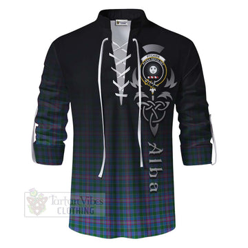 Tartan Vibes Clothing Pitcairn Tartan Ghillie Kilt Shirt Featuring Alba Gu Brath Family Crest Celtic Inspired