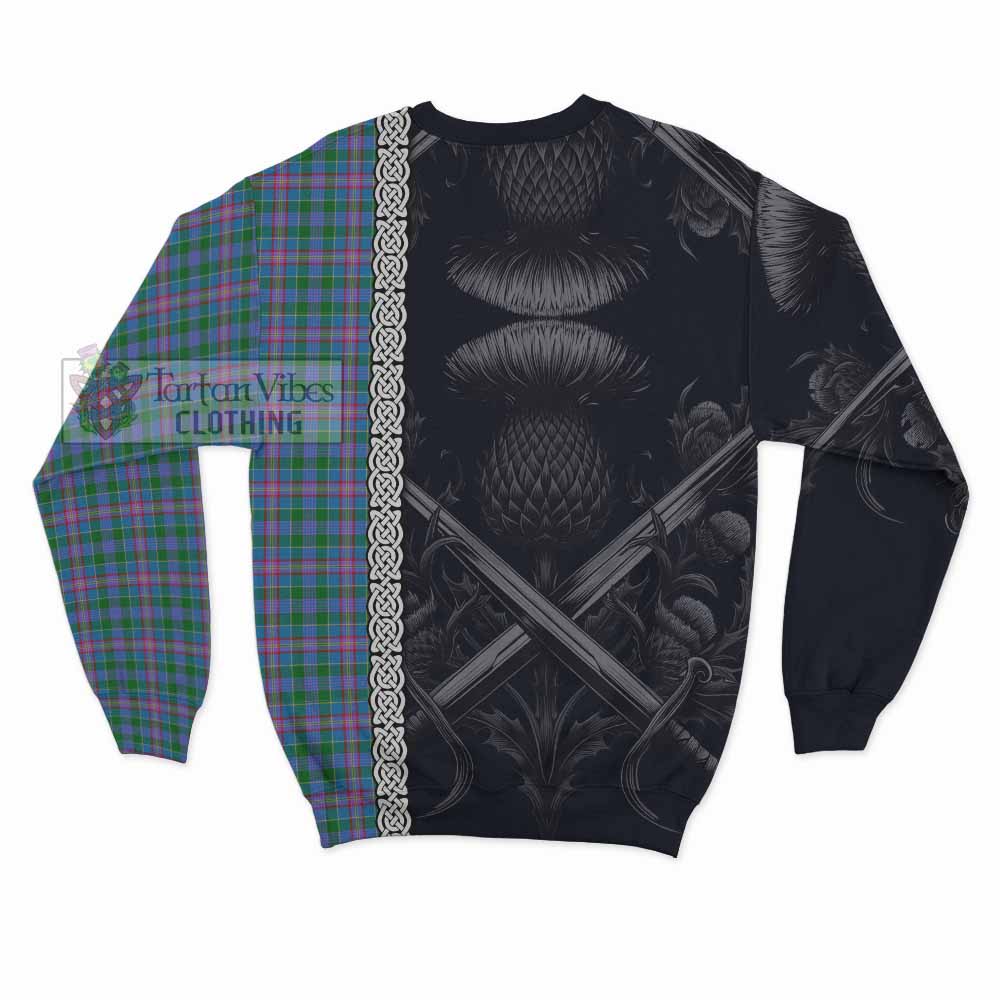 Pitcairn Tartan Sweatshirt with Family Crest Cross Sword Thistle Celtic Vibes - Tartan Vibes Clothing
