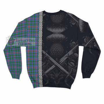 Pitcairn Tartan Sweatshirt with Family Crest Cross Sword Thistle Celtic Vibes - Tartan Vibes Clothing
