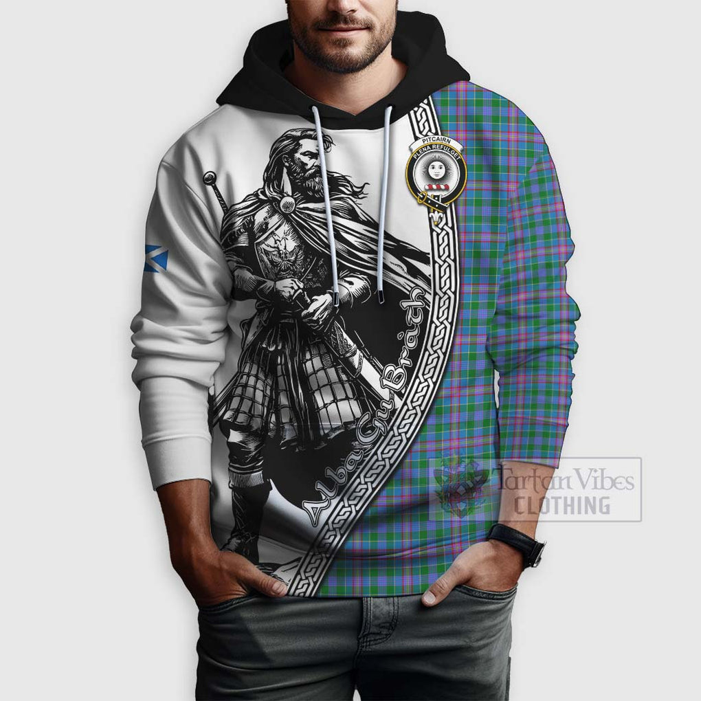 Pitcairn Tartan Clan Crest Hoodie with Highlander Warrior Celtic Style - Tartan Vibes Clothing