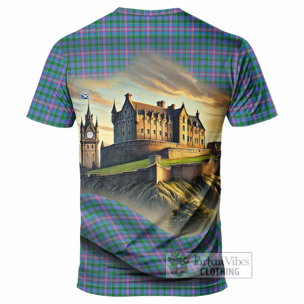 Pitcairn Tartan Family Crest T-Shirt with Scottish Ancient Castle Style - Tartan Vibes Clothing