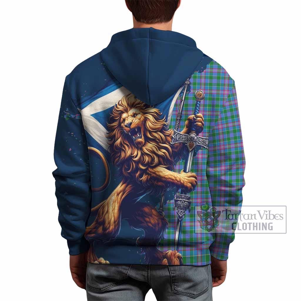 Pitcairn Tartan Family Crest Hoodie with Scottish Majestic Lion - Tartan Vibes Clothing
