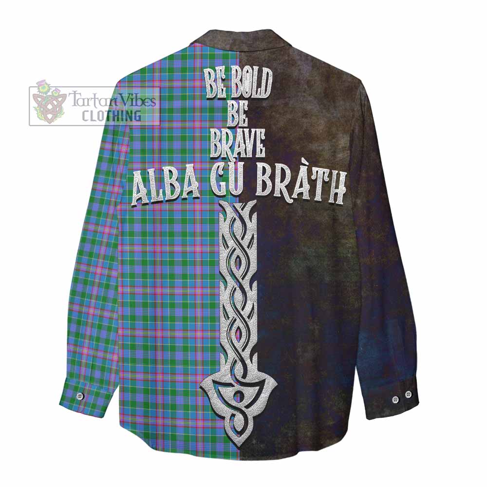 Tartan Vibes Clothing Pitcairn Tartan Family Crest Women's Casual Shirt Alba Gu Brath Be Brave Lion Ancient Style