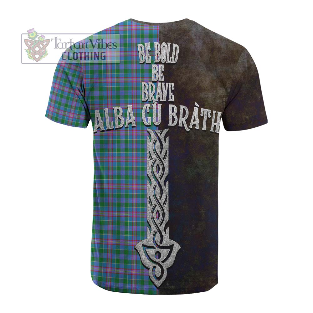 Pitcairn Tartan Family Crest Cotton T-shirt Alba Gu Brath Be Brave Lion Ancient Style - Tartan Vibes Clothing