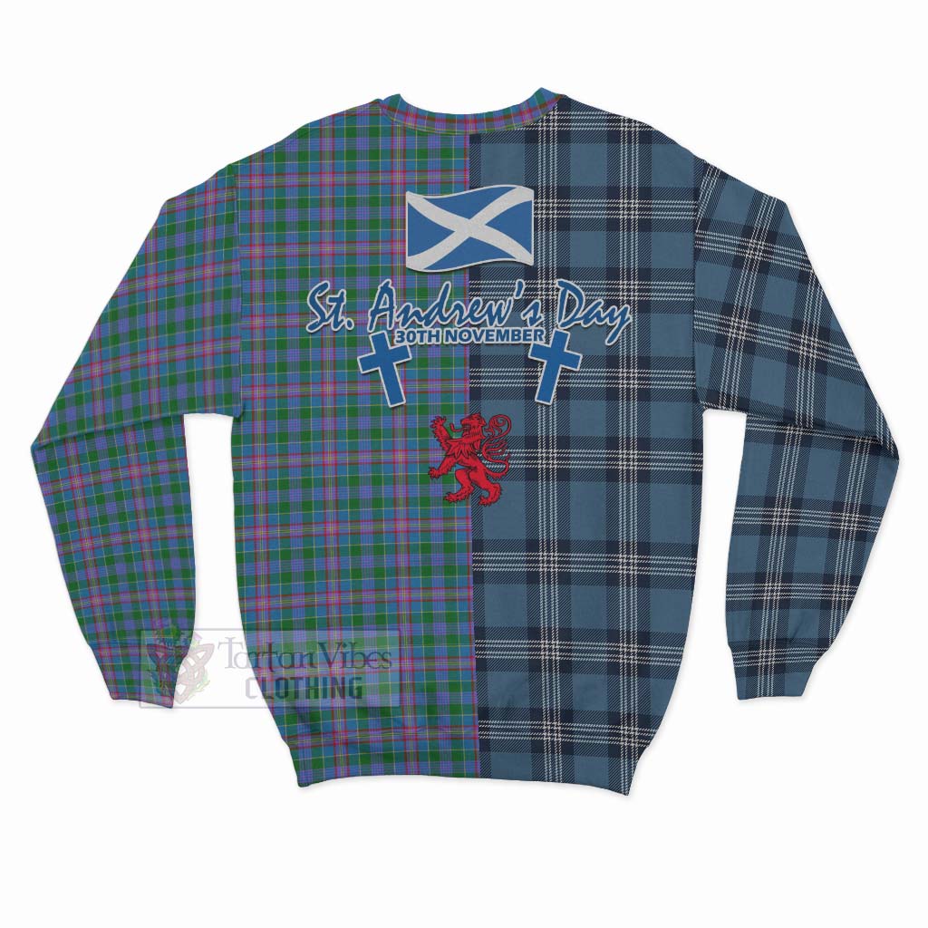 Pitcairn Tartan Sweatshirt Happy St. Andrew's Day Half Tartan Style - Tartan Vibes Clothing