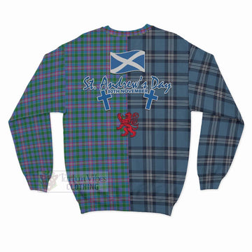 Pitcairn Tartan Sweatshirt Happy St. Andrew's Day Half Tartan Style - Tartan Vibes Clothing