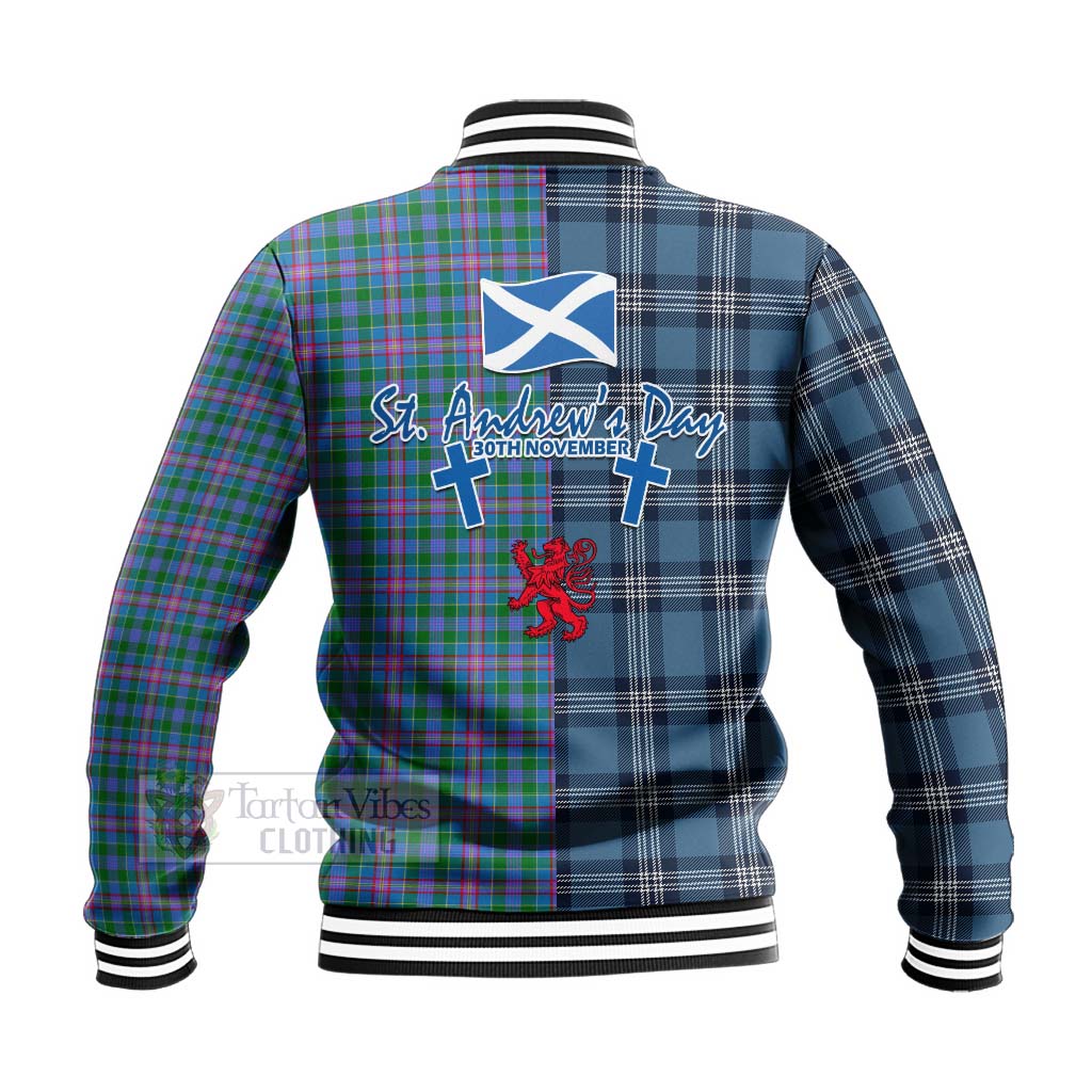 Pitcairn Tartan Baseball Jacket Happy St. Andrew's Day Half Tartan Style - Tartan Vibes Clothing