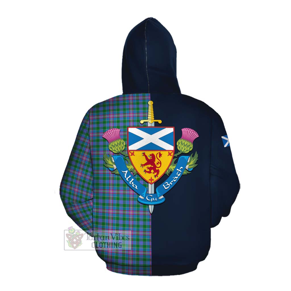 Pitcairn Tartan Cotton Hoodie Alba with Scottish Lion Royal Arm Half Style Pullover Hoodie - Tartan Vibes Clothing