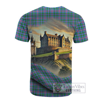 Pitcairn Tartan Family Crest Cotton T-shirt with Scottish Ancient Castle Style - Tartan Vibes Clothing