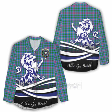 Pitcairn Tartan Women's Casual Shirt with Alba Gu Brath Regal Lion Emblem - Tartan Vibes Clothing