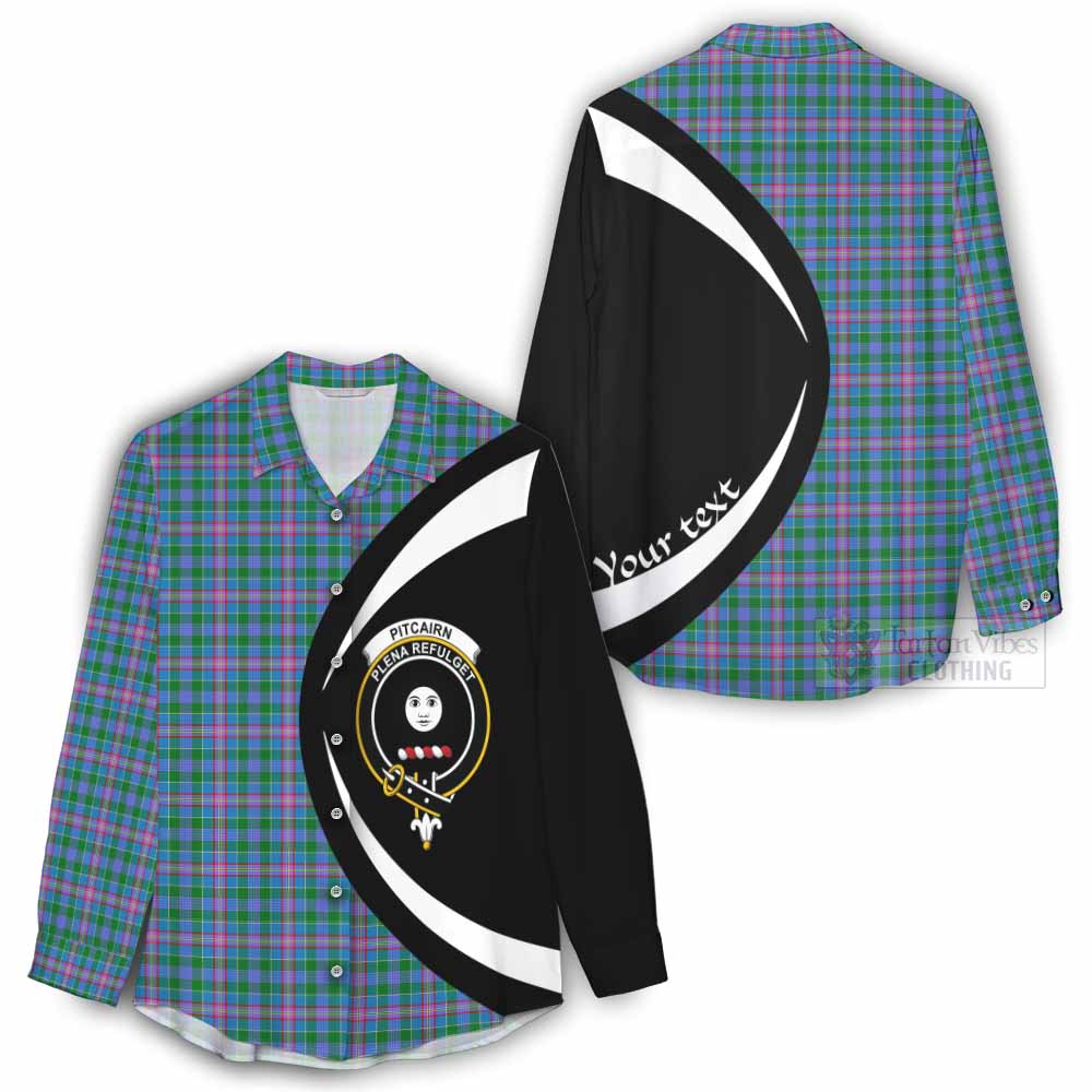 Pitcairn Tartan Women's Casual Shirt with Family Crest Circle Style - Tartan Vibes Clothing