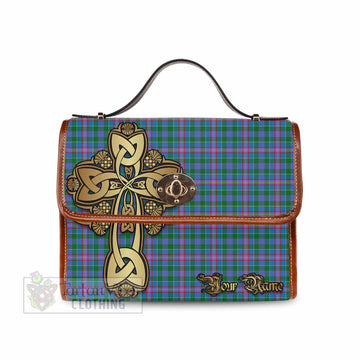 Tartan Vibes Clothing Pitcairn Tartan Waterproof Canvas Bag Golden Thistle Celtic Cross Style